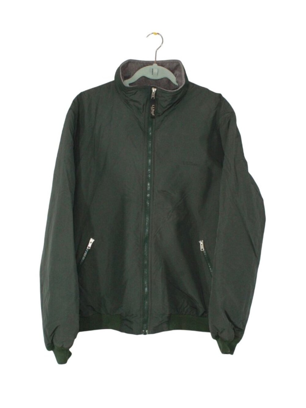 LL Bean Men's Warm Up Jacket Fleece Lined Winter Warm Green Casual Outdoor L